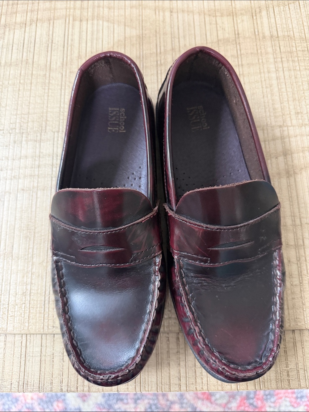 School Issue boys Burgundy Leather Penny Loafers